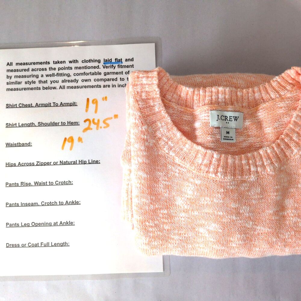 J Crew Orange Sherbet Marl Heather Lightweight Sweater Womens M Coastal Spring - Picture 11 of 11